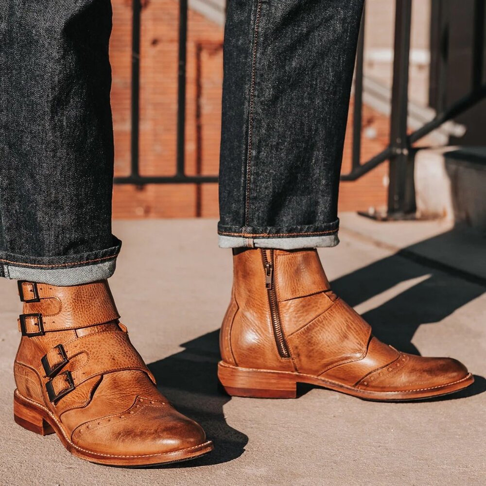 Freebird Penn Tan Leather Buckle Boots Size 9